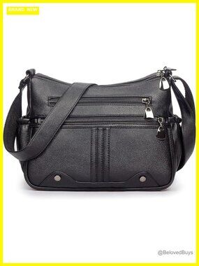 PU Leather Shoulder Handbag Multi Pocket Crossbody Bag Tote Satchel
